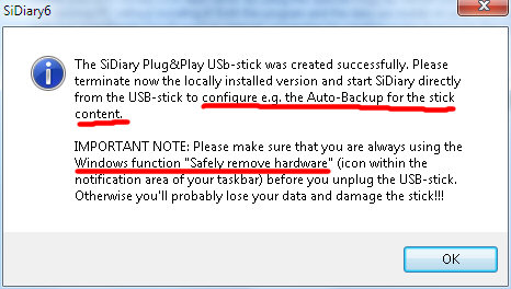 SiDiary on USB-Stick