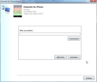 Datenübernahme von Diamedic ins Diabetes-Tagebuch